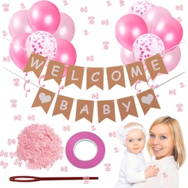 Willkommen Zuhause Welcome Home Baby Shower Deko 13PCS Baby Banner Banner It's A Girl Deko Pailletten Rosa Ballon Für Familie Zu Begrüßen Baby Mädchen Geeignet(Rosa)