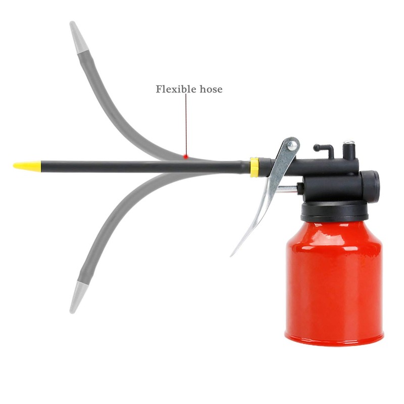 250ml Hand Oil Can, Pump Oiler Can with 2 Spouts