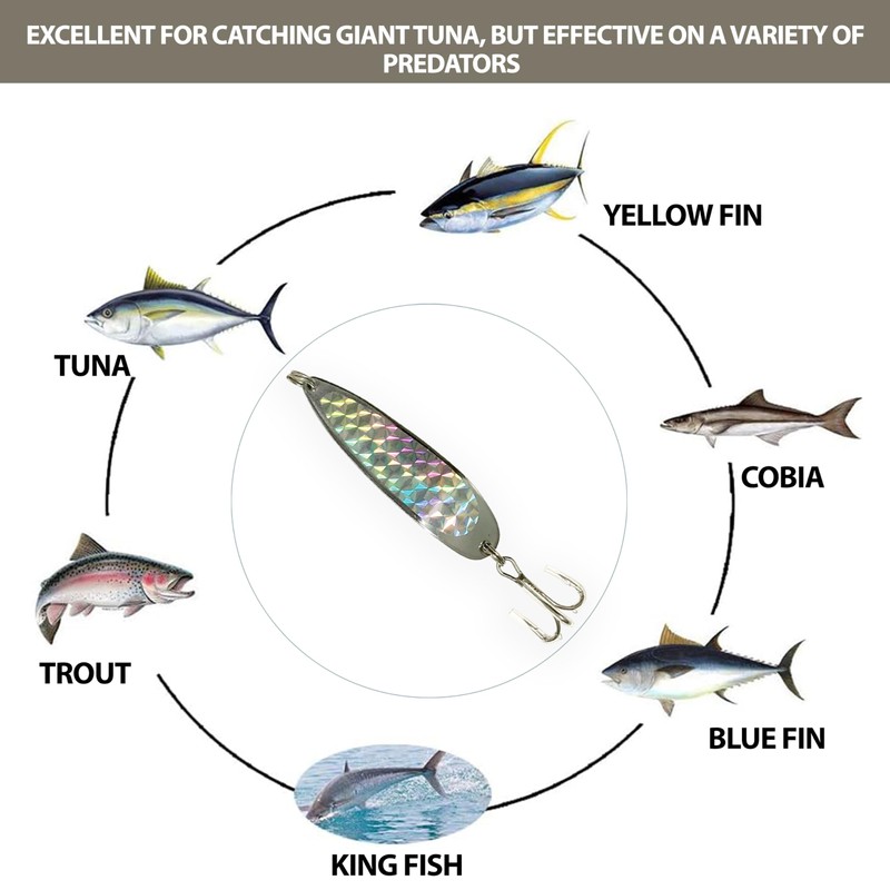 Crocodile Spoon Fishing Lures 3oz, Chrome, 12 Pcs Rigged with