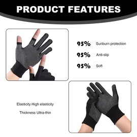 ExcellaElite Mens Fingerless Gloves,2 Pairs Fingerless Work Gloves for Men Anti-slip Breathable Nylon Suitable for Construction Work,Outdoor Sports Activities,Non-Slip and UV Protection