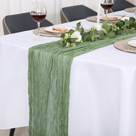 Jumdast Cheesecloth Table Runner, Boho, Table Runner, Modern Washable Table Runner, Wedding, Outdoor, Garden, Weatherproof Muslin Chiffon Fabric Wedding Decoration, Christening Decoration Table