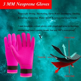 YDQUANI Neoprene Gloves 3 mm Neoprene Diving Gloves Thermal Non-Slip Diving Gloves for Women Children Snorkelling Kayaking Swimming Surfing Fishing