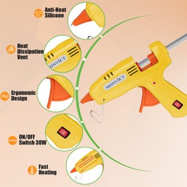 MONVICT 30W Mini Hot Glue Gun Kit, Fast Preheating Glue Gun with Storage Case, 20 Pcs Premium Glue Sticks, 10 Pcs Wood Craft sticks, Hot Melt Glue Gun for School Crafts DIY Arts Gift (Yellow)