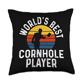 Baggo Beanbag Toss World's Best Cornhole Player World's Best Cornhole Player Funny Baggo Bean Bag Toss Game Throw Pillow, 18x18, Multicolor