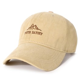 Eoslya Embroidered Baseball Cap for Men - Cotton Adjustable Hat, Breathable Sports Cap, Letter Mountain Design, Casual Outdoor Sun Hat for Summer Khaki