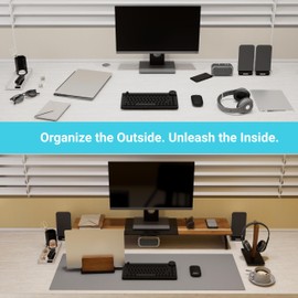 LUCISDOM Adjustable Vertical Laptop Stand 1 Slot, Natural Wood Laptop Vertical Stand for Desk with Non-Slip Silicone Base, MacBook Holder Vertical for Office, Home & Gaming Setups