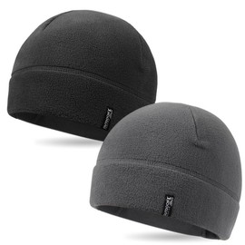 OUTDOOR SHAPING 2-Pack Tactical Beanie for Men & Women ️ OUTDOOR SHAPING Winter Fleece Beanie - Military Style, Ultra Warm, Lightweight & Cozy! Perfect for Hiking, Snow & Cold Weather Gift Set Idea - Color: Black+grey