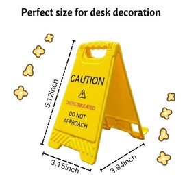 Caution Overstimulated Do Not Approach Sign - Funny Desk Decor, Multi-Functional Desk Signs, Funny Team Office Gifts, Gifts for Boss/Supervisor/Colleague, Hidden Mirror Phone Stand Widget
