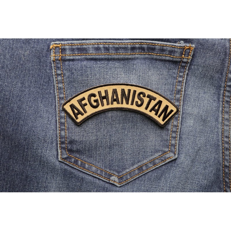 Afghanistan Small Arm Rocker Patch - 4.5x1.5 inch. Embroidered Iron