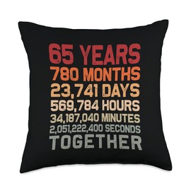 Retro 65 Years Together Cool 65th Couple Wedding Anniversary Throw Pillow