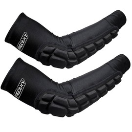 Frelaxy Padded Elbow Forearm Sleeves 2 Pack Compression Crashproof Arm Pads for Football Basketball Volleyball Soccer (Black, S)