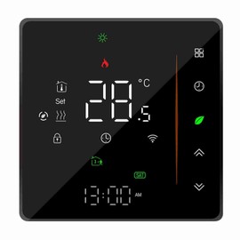 Ailgely WiFi Smart Thermostat Room Thermostat Weekly Programmable Supports Touch Control / Mobile App / Voice Control Compatible with Alexa/Home for Water Heating 3A Black