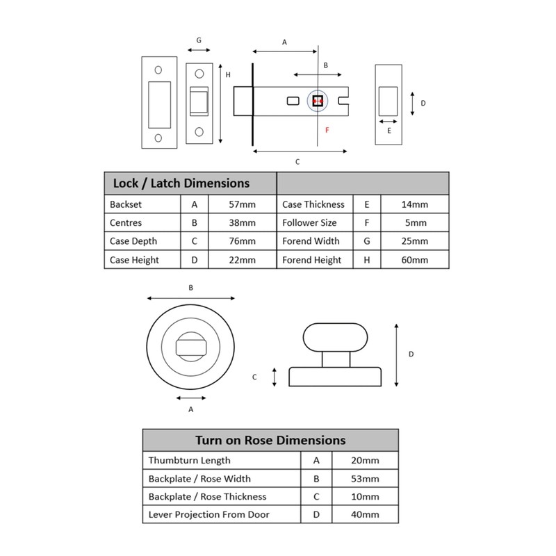 HANDLEZONE® Bathroom Toilet Door Thumb Turn and Release Deadbolt Kit