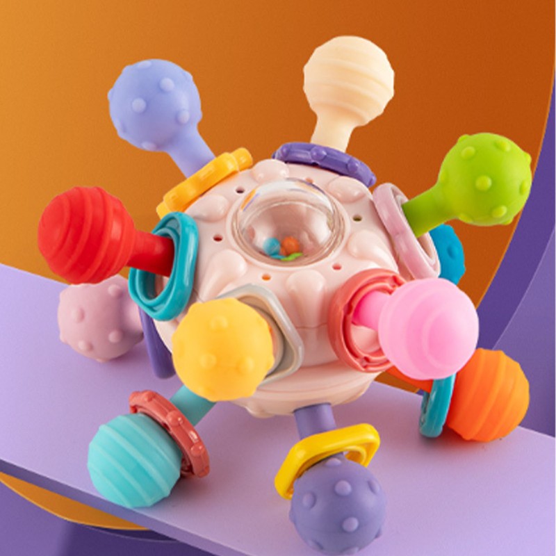 Baby Hand Rattle Toy Colorful 12 Teething Balls Gum Massage