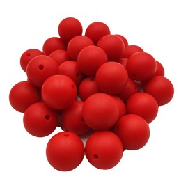 50pcs Scarlet Red Color Silicone Round Beads 15mm Silicone Pearl Beads Farmhouse Decor Ball for Keychain Mom Necklace DIY Jewelry Making Decoration