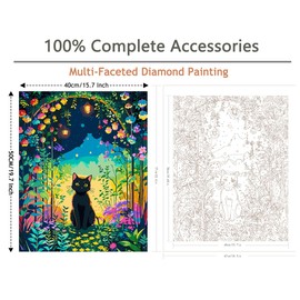 FILASLFT Paint by Numbers Black Cat, Paint by Number for Adults & Beginner Canvas, Animal Garden Landscape Oil Painting Kits, Perfect for Office Wall Decoration 16x20inch