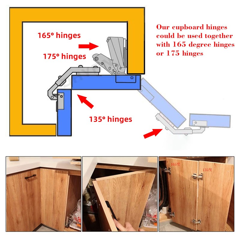 TamBee 135 Degree Corner Hinges Kitchen Cabinet Hinges Cupboard Hinges