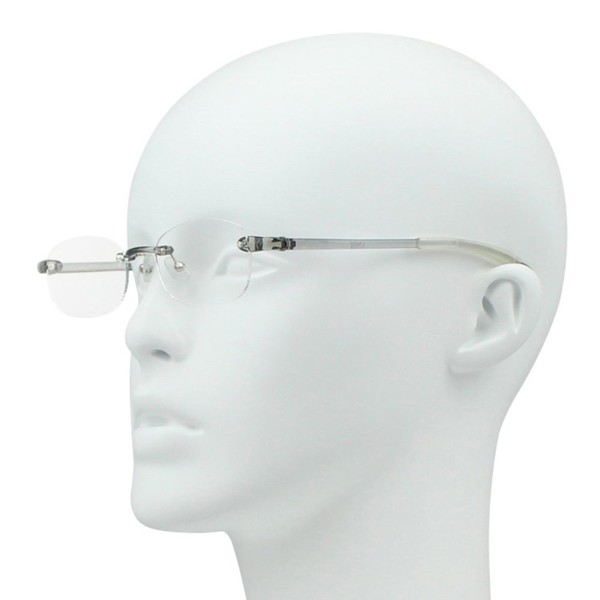 藤田光学 老眼鏡 メンズ 3.5 度数 ふちなし 読書グラス 弾性樹脂フレーム グレー TP-11SM+3.50