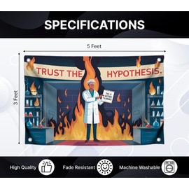 3x5 Feet Science and the Absurd Flag with Quotes with 4 Brass Grommets - Fire Single Sided Banner Trust the Hypothesis for School Decoration - Sciences Polyester Flag for Indoor or Outdoor