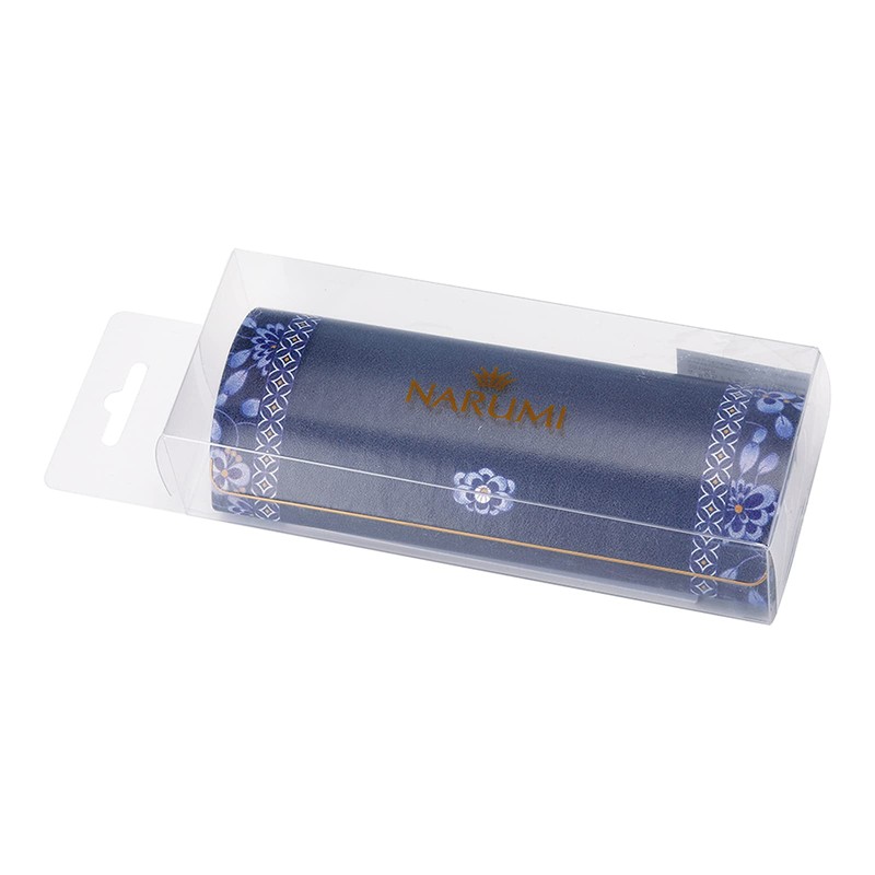 Narumi NA-4 Pearl Glasses Case, Blue, Hard, Magnetic, Floral Pattern