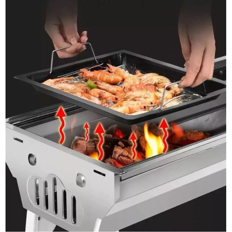 cestbella Asador Acero Inoxidable De Plegable Con Bolsa Almacenamiento