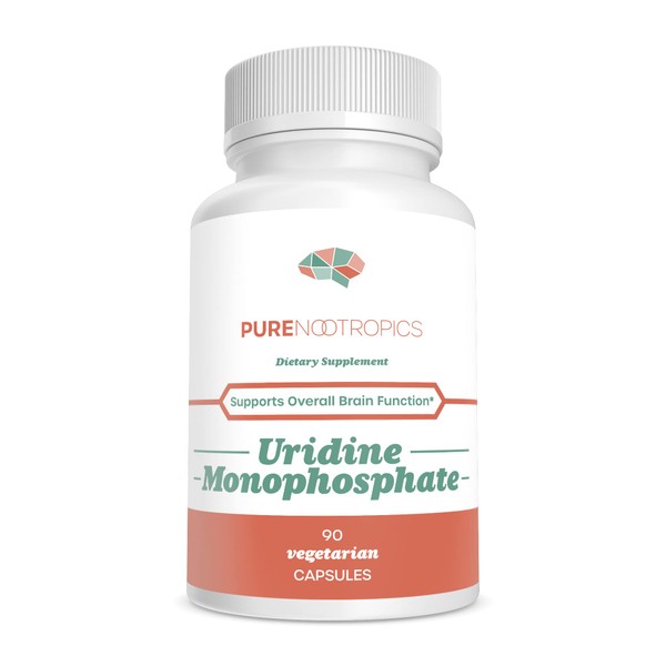 Pure Nootropics Uridine Monophosphate 250mg – Improve Memory, Mood, & Boost Mental Capacity – Increased Synapse Formation and CDP-Choline Levels – 90 Vegetarian Capsules