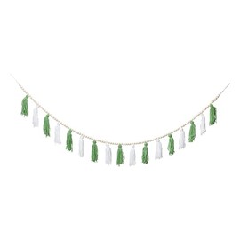 Green White Tassel Garland St Patrick's Farmhouse Neutral Bunting Banner Wall Hanging Nursery Decor for Classroom Party Kids Bedroom Dorm Office Birthday Baby Shower Decor