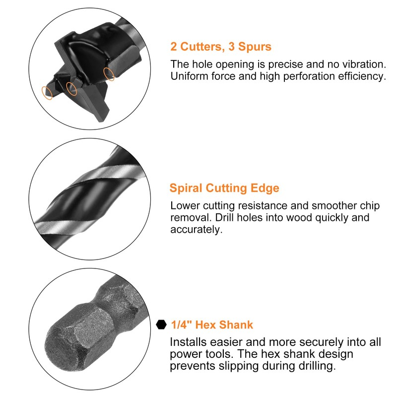 sourcing map Forstner Drill Bit 20mm (25/32") Dia 125mm (5")