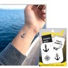 Semi-Permanent Tattoo, Tiny Anchor, Ship Wheel & Compass Rose, Long
