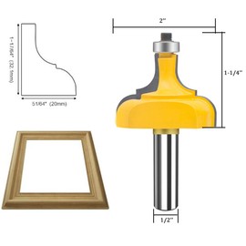 TAIWAIN Router Bit Set Picture Frame Bits 1/2 Inch Shank 3PCS, Miter Frame Molding Wood Milling Cutter Router, Woodworking Miter Carbide CNC Cutting Tool, User& DIY Beginner(F-Picture Frame)