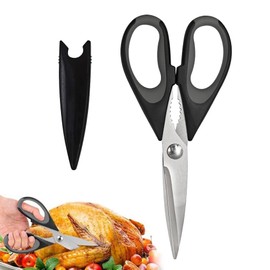 Xiedeai Heavy Duty Kitchen Scissors Ultra Sharp Blades and Soft Grip Stainless Steel Kitchen Shear with Cover Multipurpose Food Scissors for Cutting Meat Chicken Vegetable Fish Herbs Black