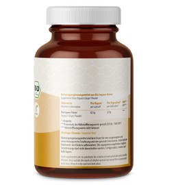 Achterhof Organic Ginger Capsules, Pack of 160, 500 mg Ginger Powder per Capsule, Made from 100% Ginger Powder of Highest Organic Quality, Suitable for Vegan Diet