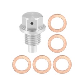 X AUTOHAUX 1 Set M12x1.5 Oil Drain Bolt with 5 Washer for Car Silver Tone