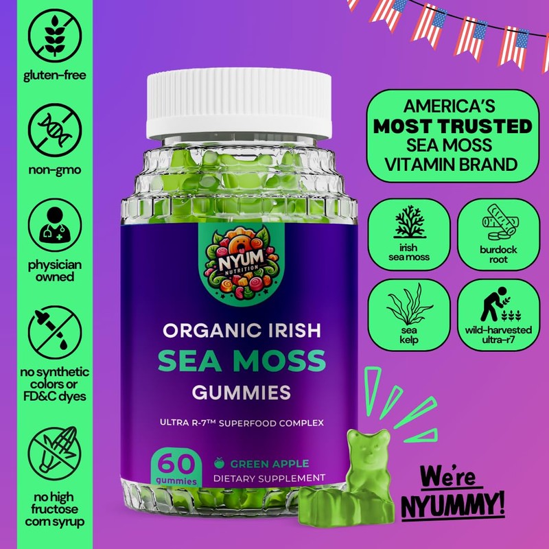 Generic Nyum Nutrition Ultra R-7 Organic Irish Sea Moss Gummies,