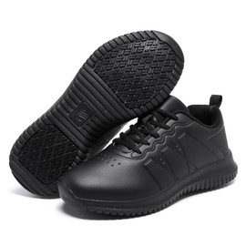 ENLEN&BENNA Non Slip Work Shoes for Women，Kitchen Chef Oil-Proof Shoes Food Service Waterproof Shoes Fashion Working Lightweight Sneakers with Lace up(Black,10)