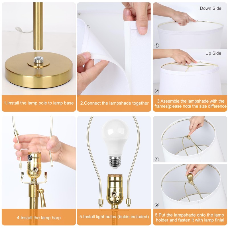 Table Lamps Set of 2,Adjustable Height Bedside Lamp,Gold Tall Lamp