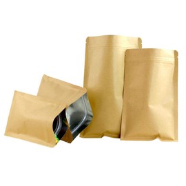 50PCS (5,5 mil) braunes Kraftpapier hermetische flache Bodenbeutel mit Reißverschluss für Kaffee, Tee, Pulver, Verpackung aus Aluminiumfolie für (6 cm x 8 cm)