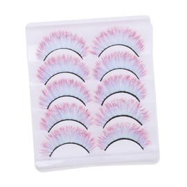 Housoutil 5pairs Gradient Colored False Lashes for Makeup Cosplay Comfortable Wear Eye Catching Look Reusable Fake Eyelashes for Bold Style
