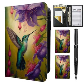 RAUEDWDJS RAUEDWDJS Server Book for Waitress with Everlasting Pencil, Money Pocket Leather Wallet Booklet, Guest Check Receipt Holder Presenters, Waiter Accessories Fit Server Apron, Hummingbird Flower