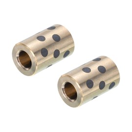 QUARKZMAN Plain Bearing 6mm/0.24" Bore, 12mm/0.47" OD, 19mm/0.75" Height, Wound Oil Free Bushings Brass and Graphite, Pack of 2