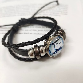 Jack and Sally Nightmare Before Christmas Beaded Adjustable Hand Woven Leather Bracelet Braided Punk Chain Cuff Moonlit Confession Jewelry Inspired Couple Matching Bracelets Promise Engagement