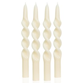MAITREYA Tall Taper Candle Stick Ivory Spiral Taper Candles for Decoration Weddings Party Church-Unscented Dripless Candles Set of 4 10inch(C-Ivory-New)