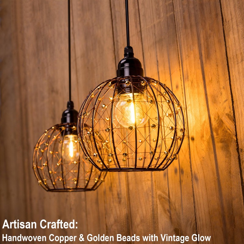 TWINKVILLA Hanging Pendant Lights, Battery Operated Outdoor Chandelier with Warm
