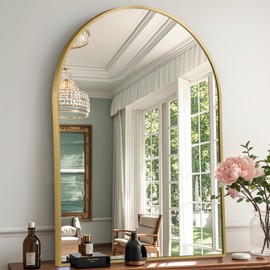 JENBELY 20"x30" Arched Mirror, Gold Arch Bathroom Mirror, Gold Vanity Mirror with Metal Frame, Arched Wall Mirror for Bedroom, Living Room, Hallways