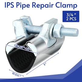Tandefio 2 Pcs IPS Pipe Repair Clamp 304 Stainless Steel Pipe Clamp Patching and Repairing Leaky Pipes 3 Inch Length Suitable for Copper Pipes Plastic Pipes Galvanized Pipes Steel Pipe(3/4 Inch)