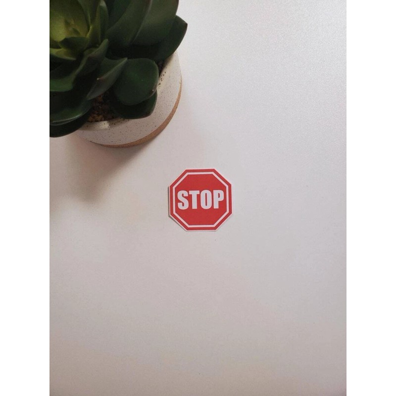 Fig Tree Works Stop Sign Vinyl Sticker | Die Cut,