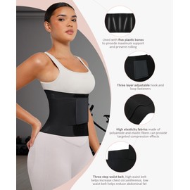 FeelinGirl Women Neoprene Workout Waist Trainer Belt Tummy Control Waist Cincher Trimmer Sauna Perspiring Workout Body Shaper Black 3XL