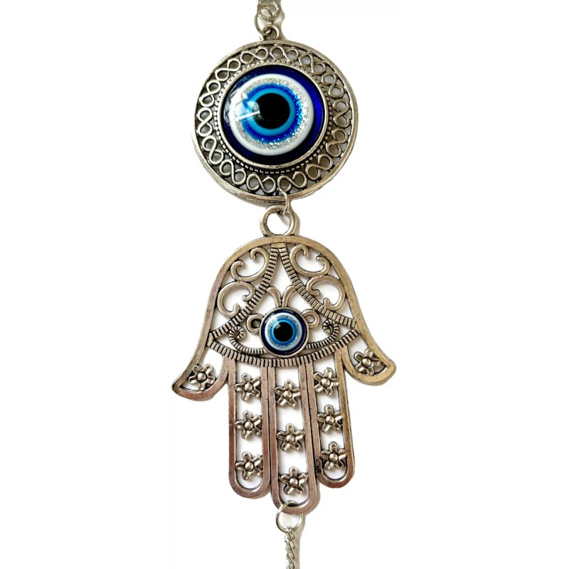 Satnam Amuleto Mano De Fatima Y Ojo Turco Colgante. Casa
