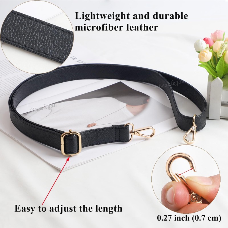 BEAULEGAN Purse Strap Replacement - Full Grain Microfiber Leather -