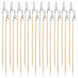 SEWACC Model Painting Alligator Clip Stick, 20pcs Wood Metal Gator Clamp Long-Tailed Alligator Clamp for DIY Crafts Place Card Photo Memo Hobby Model Building